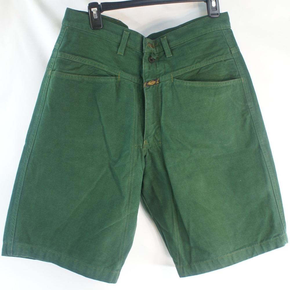 Marithe Francois Girbaud Mens Green Denim Shuttle Shorts Size 32 Vintage Style